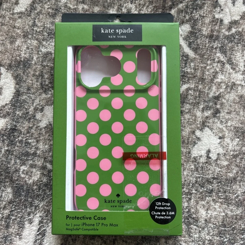 Kate Spade iPhone 17 Pro Max Case w/MagSafe - Pink Green Polka Dots
